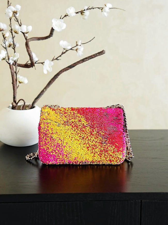 Chanel Fringed Sequins Flap Bag 24P 0888 pink