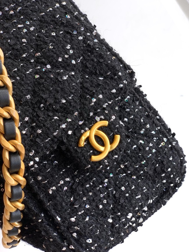 CHANEL 25 MINI HANDBAG Woolen tweed AS5631 black