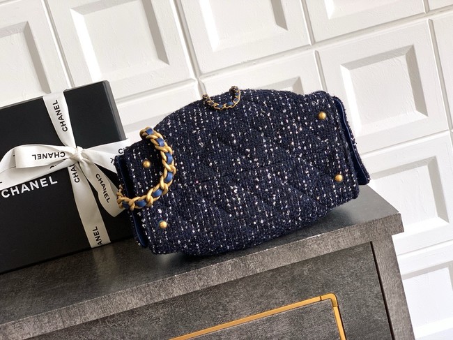 CHANEL 25 MINI HANDBAG Woolen tweed AS5631 dark blue