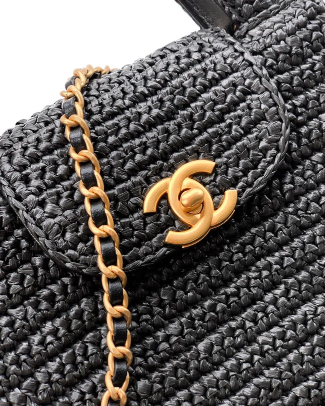Chanel MINI Raffia SHOPPING BAG AS4416 black