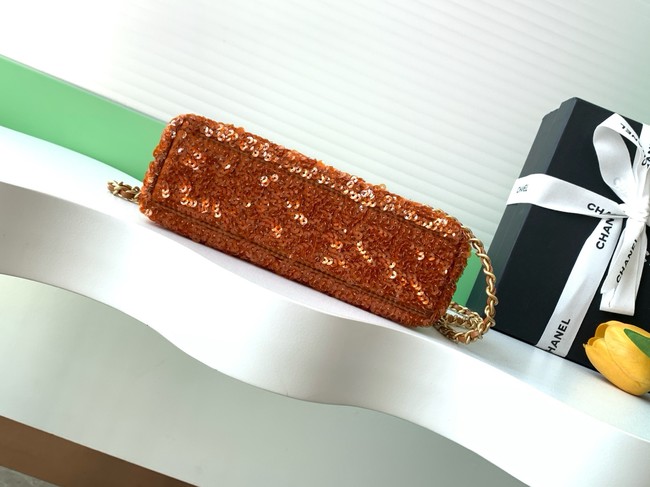 Chanel MINI Fringed Sequins SHOPPING BAG AS4416 orange