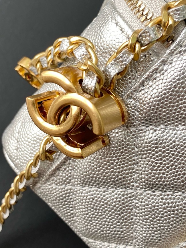 CHANEL Grained Calfskin Small Vanity with Chain AP3941 Silvery