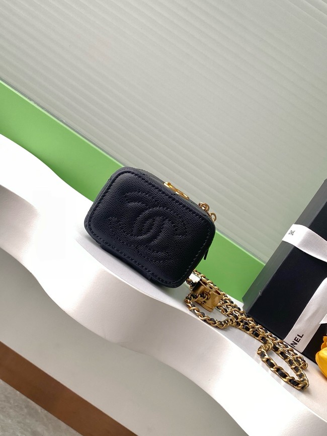 CHANEL Grained Calfskin Small Vanity with Chain AP3941 black
