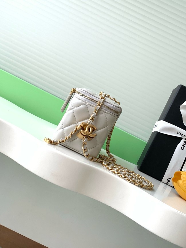 CHANEL Lambskin Vanity with Chain AP3940 Light Grey