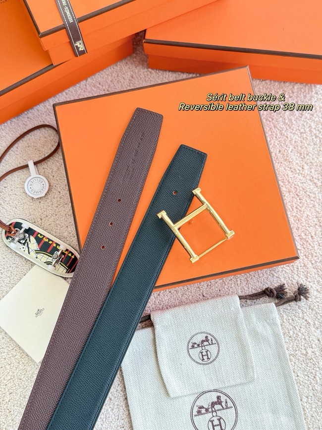 Hermes Epsom calfskin double-sided leather belt 66016