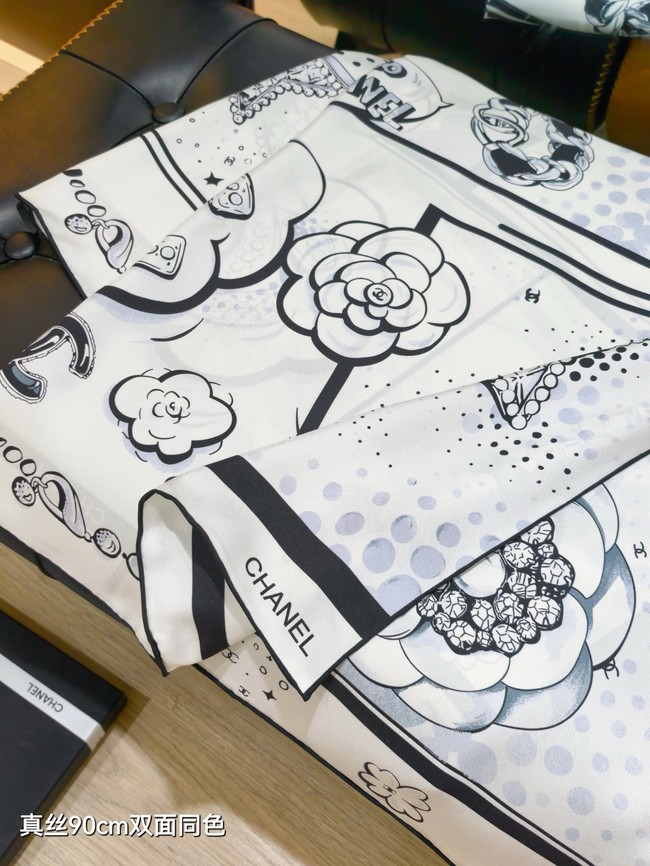 Chanel 90 Square Scarf Silk Twill KY153