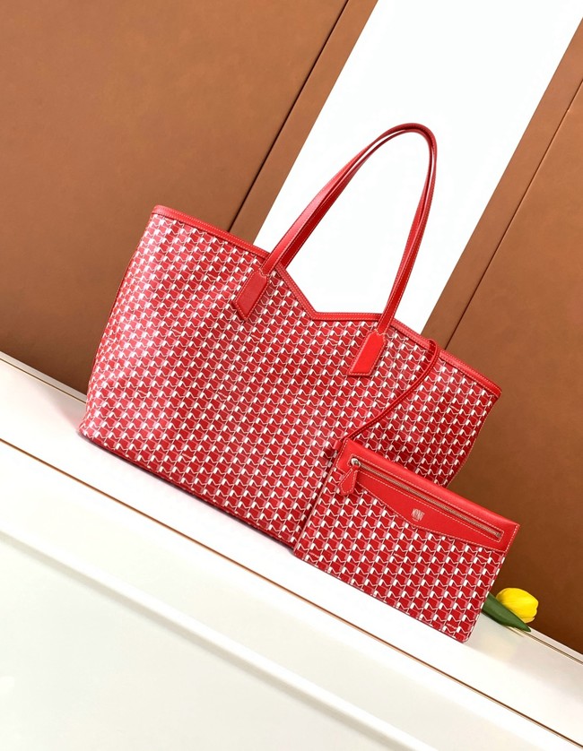 Goyard Calfskin Leather Tote Bag 3365 red