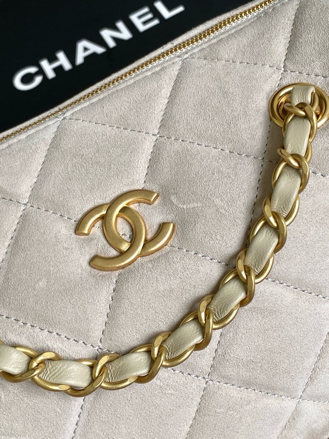 CHANEL Small Bowling Bag Suede AS5792 Beige
