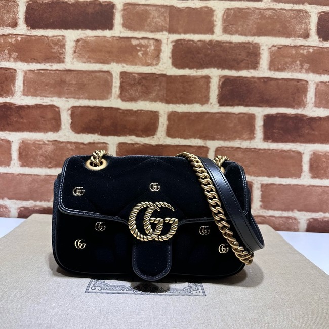 Gucci GG Marmont small shoulder bag velvet 446744 black