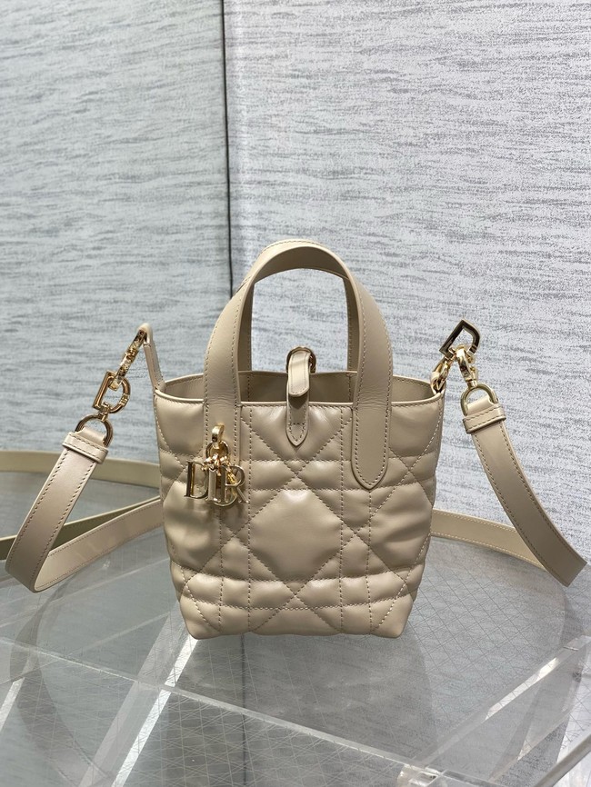 Dior Toujours Vertical Nano Tote Bag Macrocannage Calfskin S6100 beige