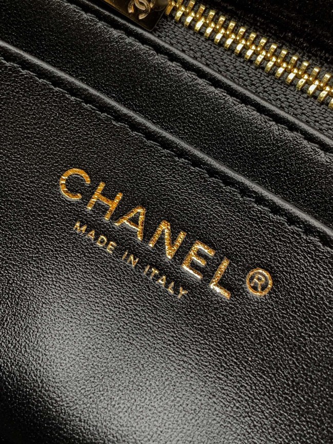 Chanel small Classic Handbag velvet AS1787 black