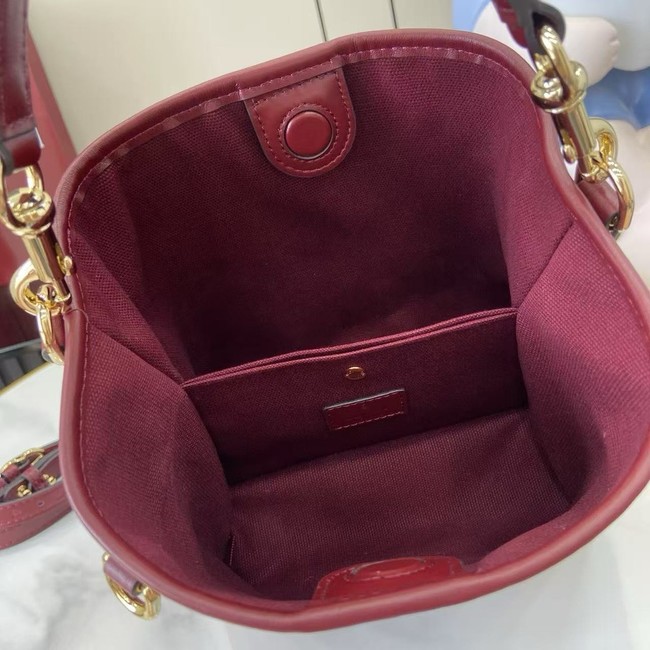 Gucci GG Emblem small bucket bag 815118 Rosso Ancora red