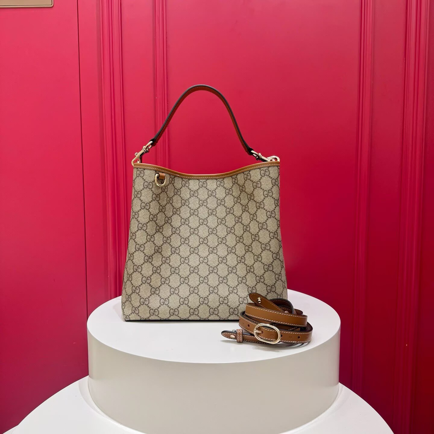 GUCCI GG Emblem medium bucket bag 815103 Brown GUCCI GG Emblem medium bucket bag 815103 Brown