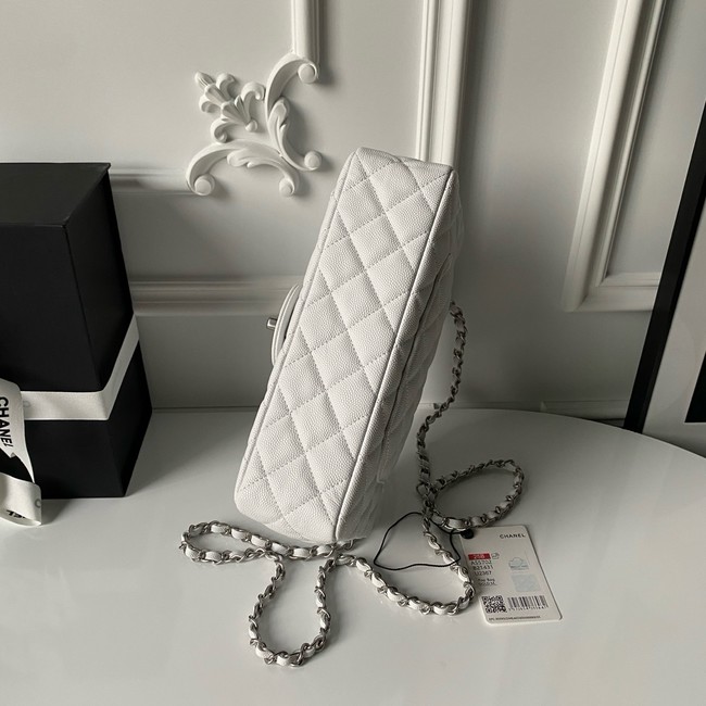 CHANEL Mini Flap Bag with Top Handle AS5702 white&Silver Metal