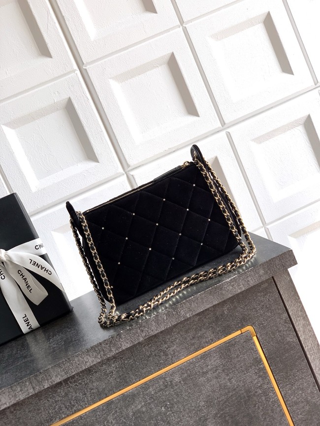 CHANEL velvet Shoulder Bags AP4861 black