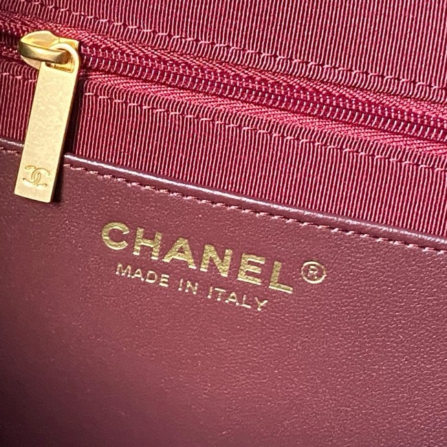 CHANEL Hobo Bag Suede Calfskin AS5970 burgundy