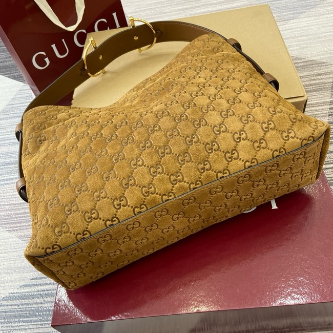 Gucci Beatrix medium tote bag suede 850926 Brown GG