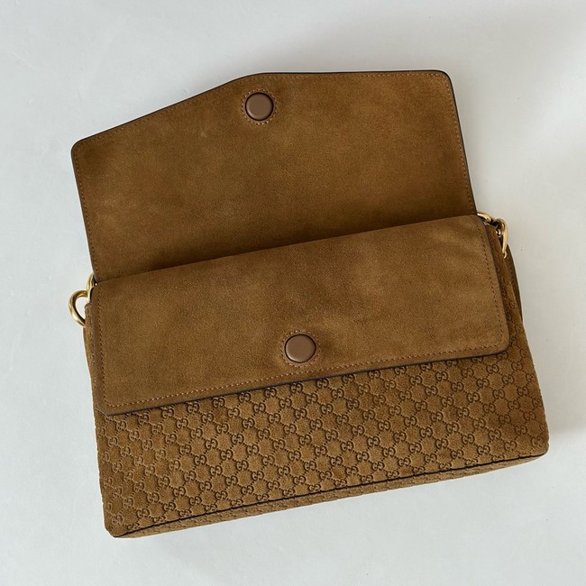 GUCCI Medium shoulder bag with chain Suede 857622 brown