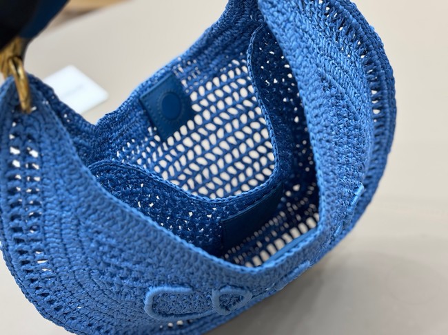 Chloe SUMMER straw and leather tote bag 1668 blue