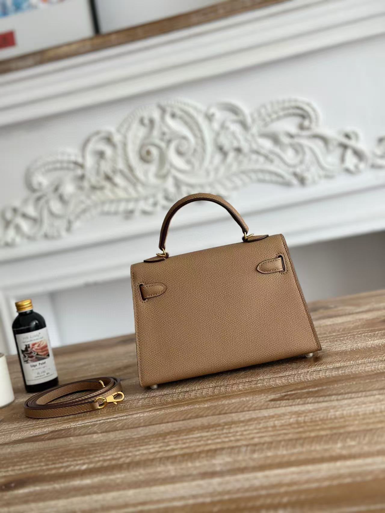 Hermes Kelly 19cm Shoulder Bags Original Epsom Leather KL19 Gray Hermes Kelly 19cm Shoulder Bags Original Epsom Leather KL19 Gray