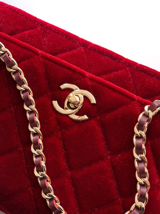 Chanel velvet Wallet On Chain AP1450 red