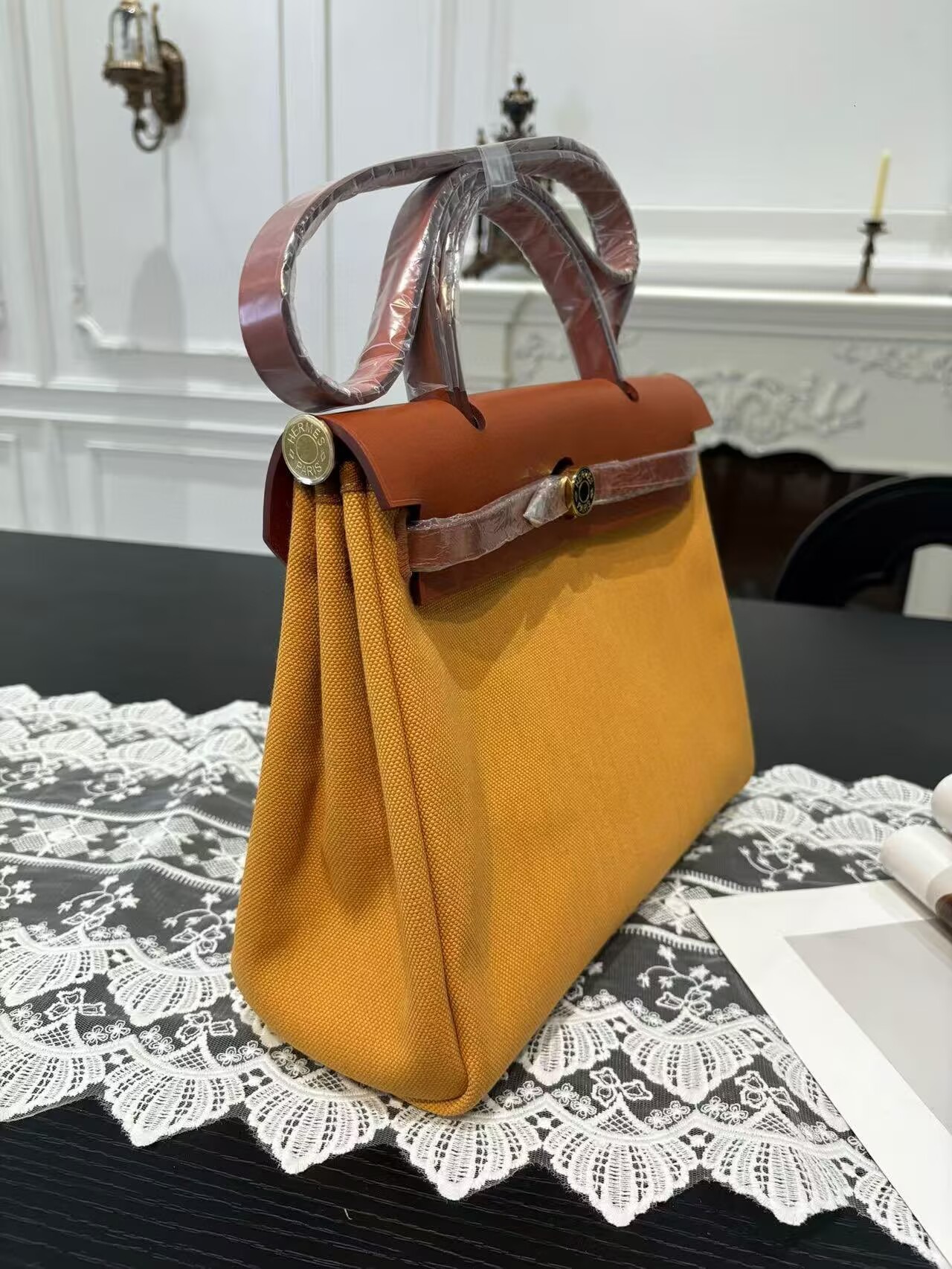 Hermes Herbag 31CM Original Canvas Leather & Calfskin 45987 Brown Hermes Herbag 31CM Original Canvas Leather & Calfskin 45987 Brown