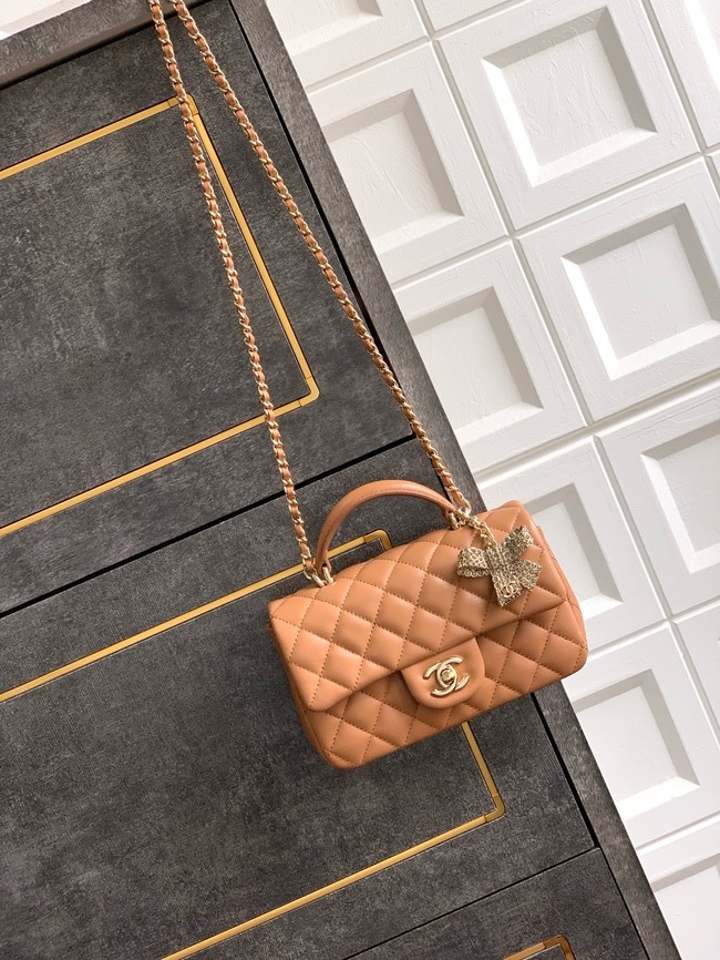 CHANEL Mini Flap Bag with Top Handle AP2431 Camel