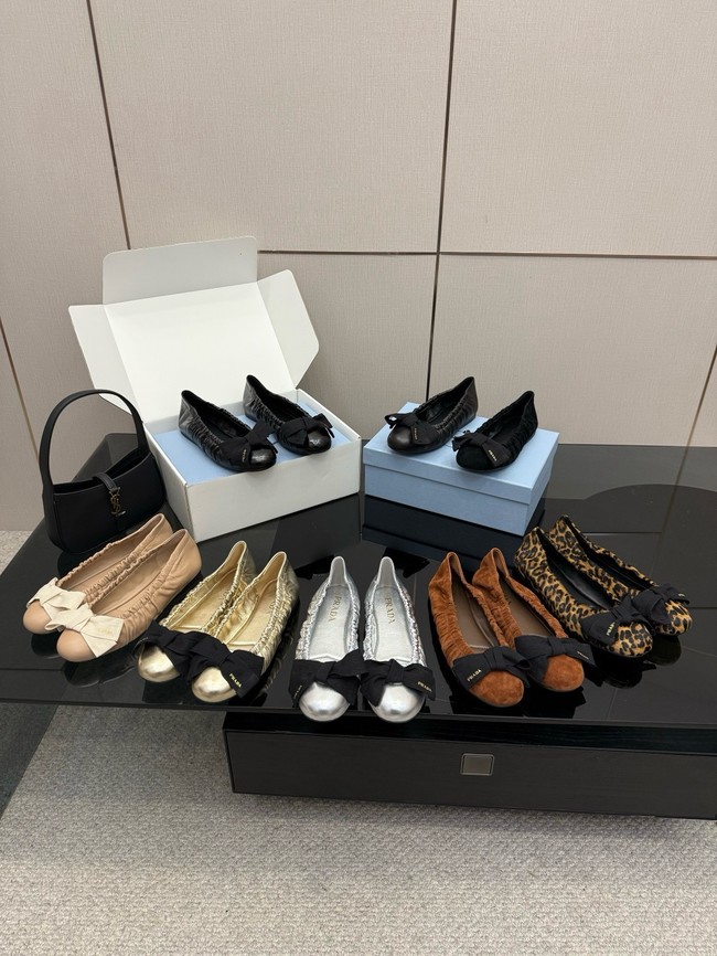 Prada Mordore nappa leather ballerinas with bow 55723-2