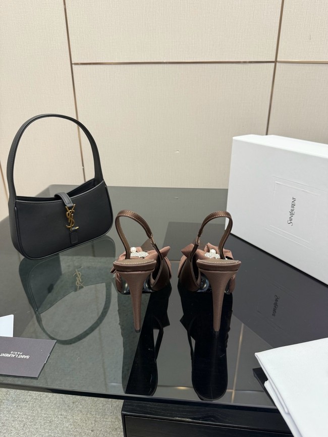 Saint Laurent AMALIA slingback pumps in satin crepe Heel 10.5CM 55726-5