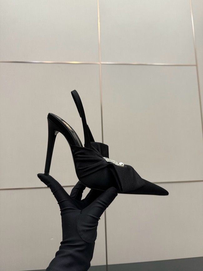 Saint Laurent AMALIA slingback pumps in satin crepe Heel 10.5CM 55726-7