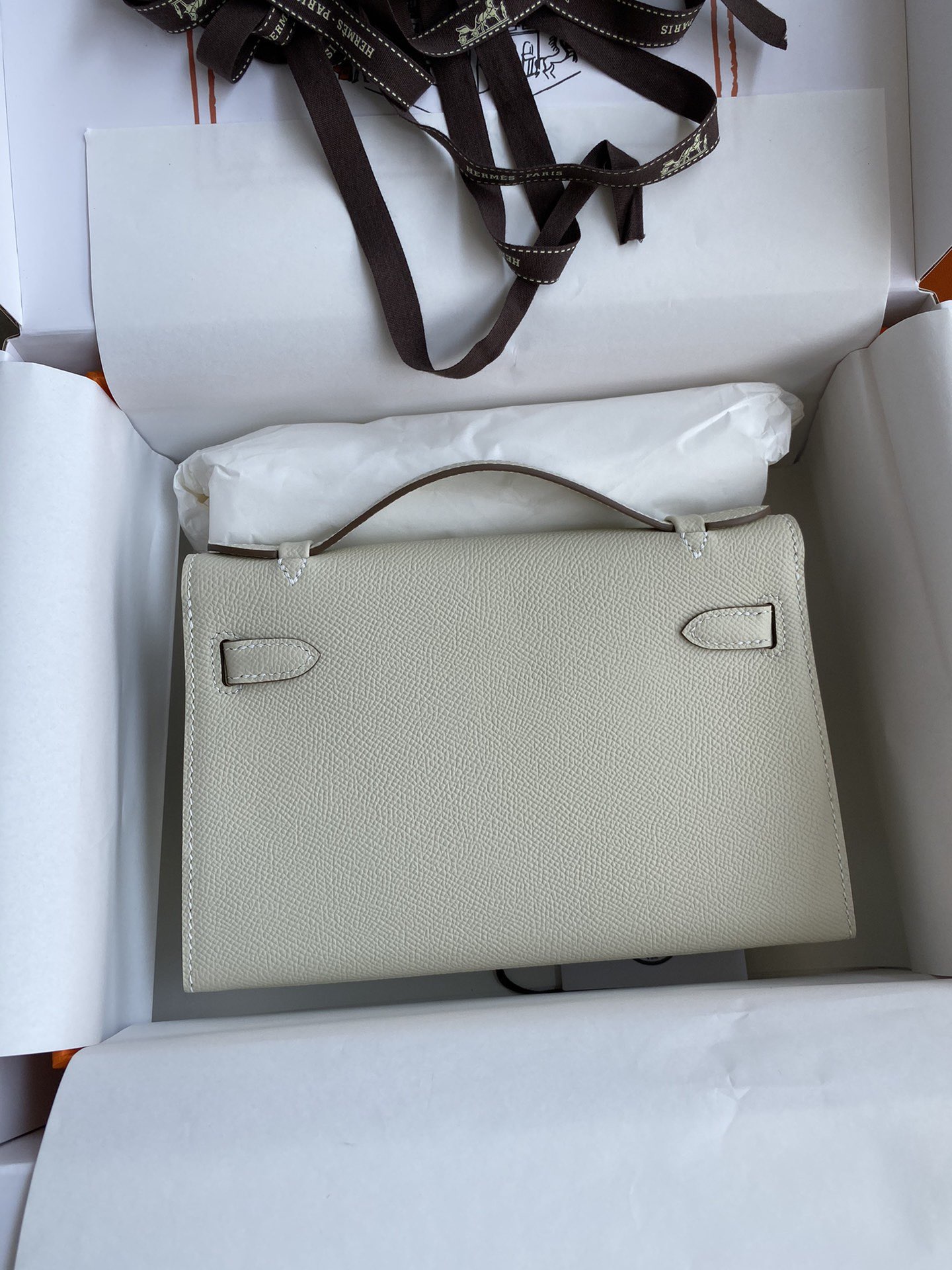 Hermes Kelly 22CM Tote Bag Original Epsom Leather KL22 Off-White Silver-Tone Hermes Kelly 22CM Tote Bag Original Epsom Leather KL22 Off-White Silver-Tone