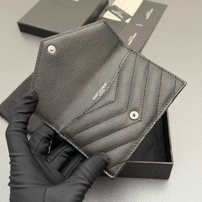 SAINT LAURENT UPTOWN FLAP CARD CASE IN GRAIN DE POUDRE LEATHER 612808-5