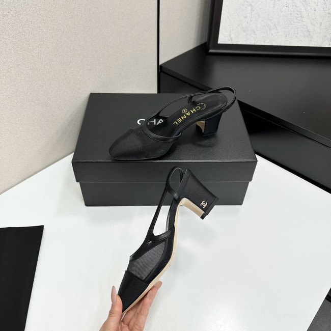 Chanel Slingbacks Mesh & Grosgrain Heel Height 65mm G31318-2