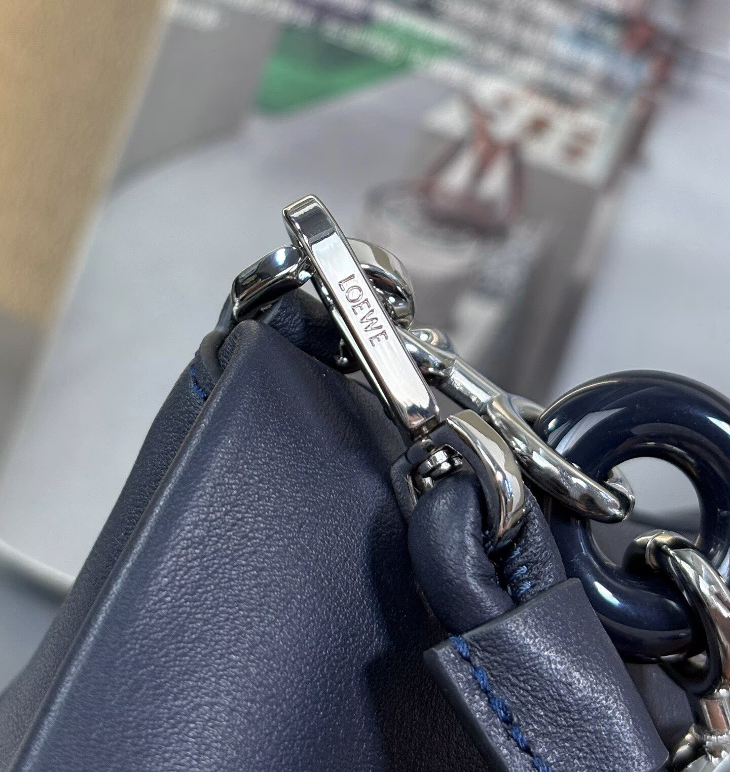 Loewe Ola Original Leather Fashion Handbag L53012 Navy Loewe Ola Original Leather Fashion Handbag L53012 Navy