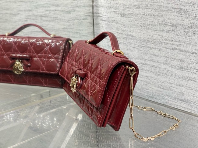 My Dior Mini Bag Cannage patent leather S0984PU wine red