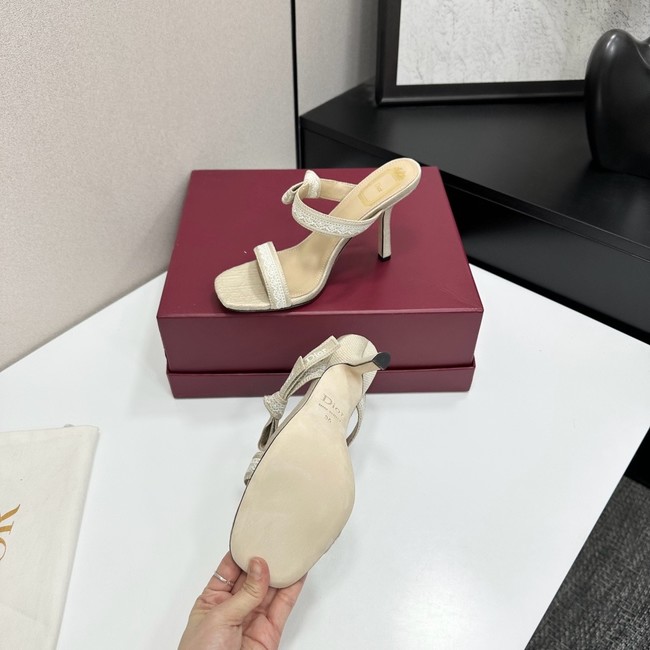 Dior Heeled Sandal with JAdior Straps Embroidered Cotton KCO538NV-2