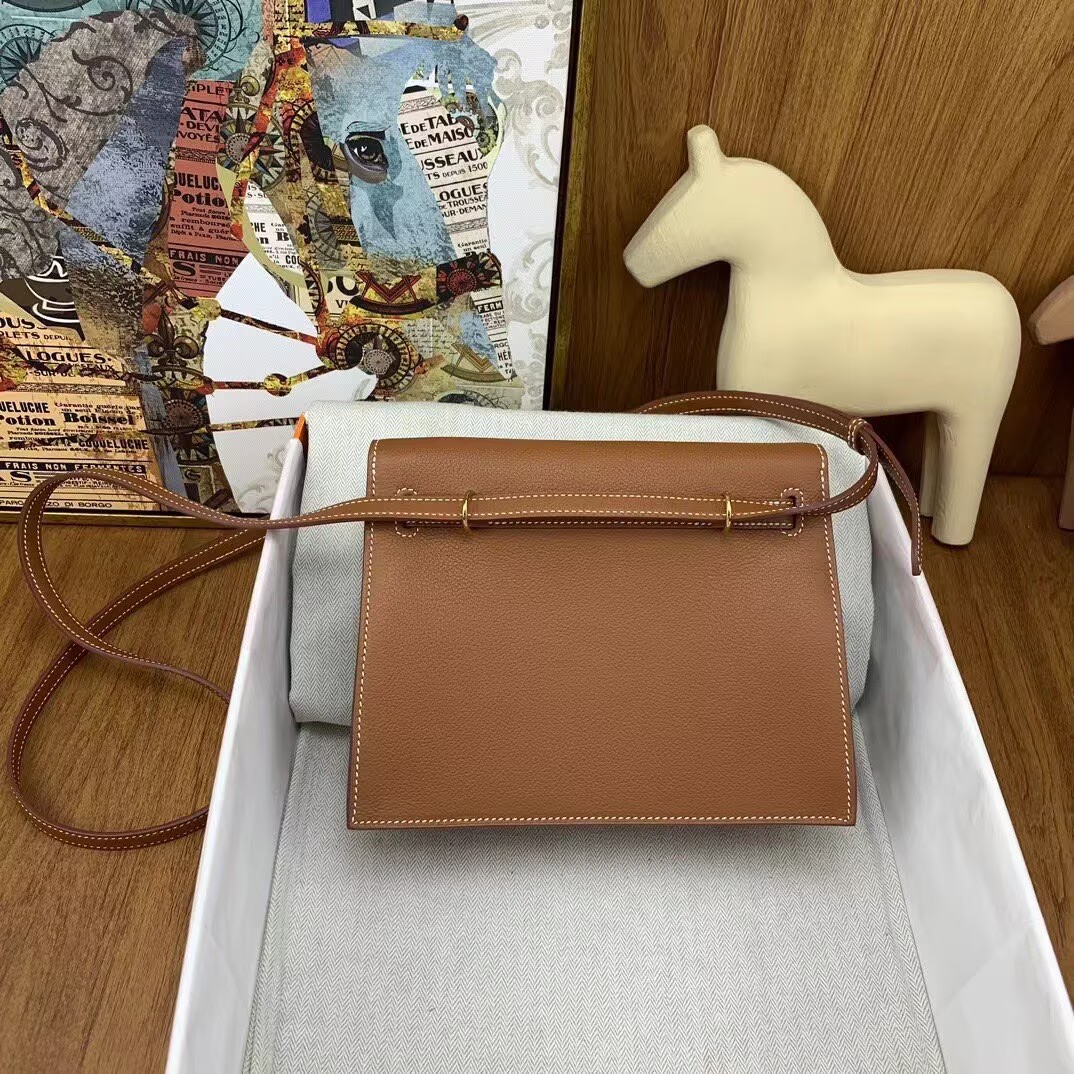 Hermes Kelly Danse Original Evercolor Leather 22CM KL22 Brown Gold-Tone Hermes Kelly Danse Original Evercolor Leather 22CM KL22 Brown Gold-Tone
