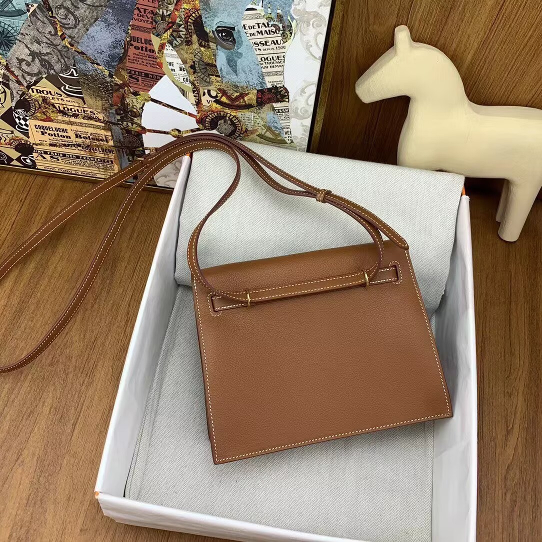Hermes Kelly Danse Original Evercolor Leather 22CM KL22 Brown Gold-Tone Hermes Kelly Danse Original Evercolor Leather 22CM KL22 Brown Gold-Tone
