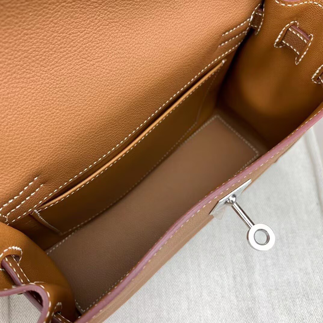Hermes Kelly Danse Original Evercolor Leather 22CM KL22 Brown Silver-Tone Hermes Kelly Danse Original Evercolor Leather 22CM KL22 Brown Silver-Tone