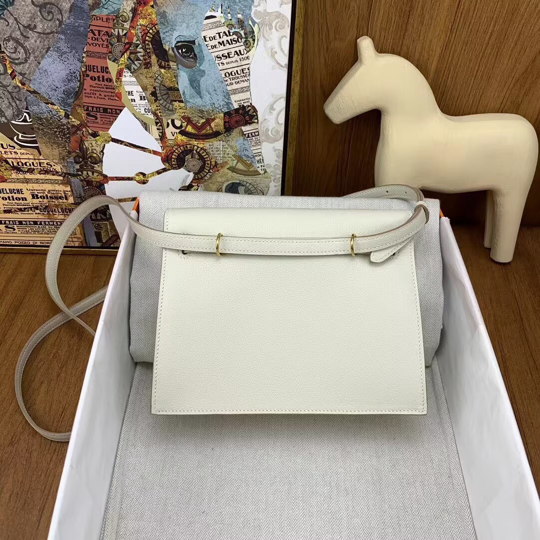 Hermes Kelly Danse Original Evercolor Leather 22CM KL22 Cream Gold-Tone Hermes Kelly Danse Original Evercolor Leather 22CM KL22 Cream Gold-Tone