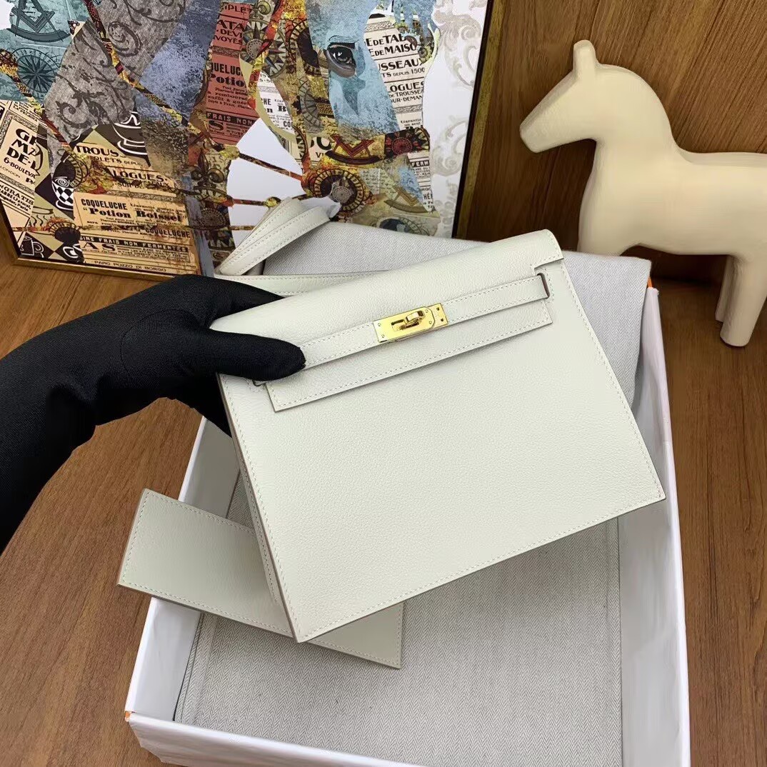 Hermes Kelly Danse Original Evercolor Leather 22CM KL22 Cream Gold-Tone Hermes Kelly Danse Original Evercolor Leather 22CM KL22 Cream Gold-Tone
