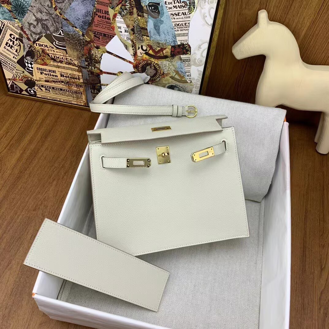 Hermes Kelly Danse Original Evercolor Leather 22CM KL22 Cream Gold-Tone Hermes Kelly Danse Original Evercolor Leather 22CM KL22 Cream Gold-Tone