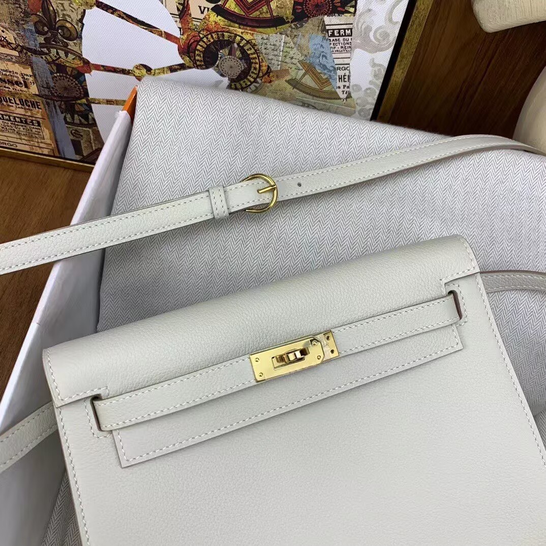 Hermes Kelly Danse Original Evercolor Leather 22CM KL22 Cream Gold-Tone Hermes Kelly Danse Original Evercolor Leather 22CM KL22 Cream Gold-Tone