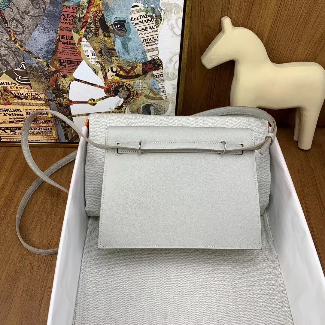 Hermes Kelly Danse Original Evercolor Leather 22CM KL22 Light Silver-Tone Hermes Kelly Danse Original Evercolor Leather 22CM KL22 Light Silver-Tone