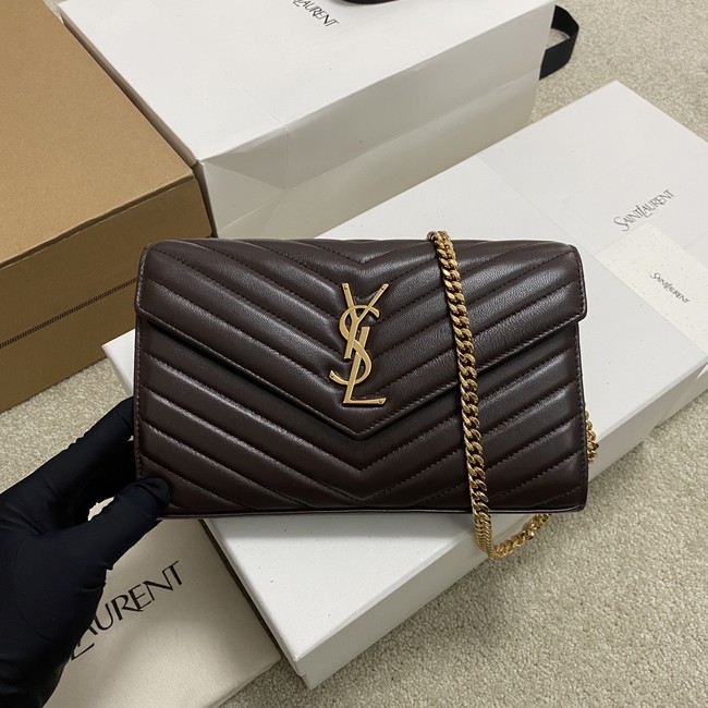 SAINT LAURENT WOC Classic Monogramme Flap Bag 360452 dark brown