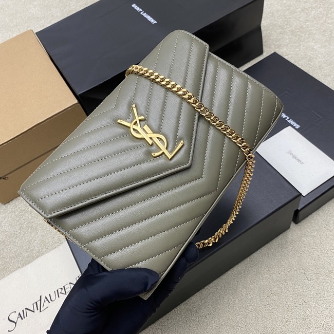 SAINT LAURENT WOC Classic Monogramme Flap Bag 360452 dark gray
