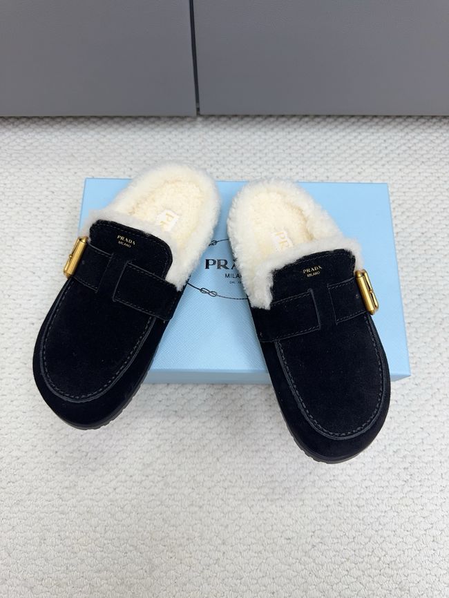 Prada Suede and shearling mules 64258-3