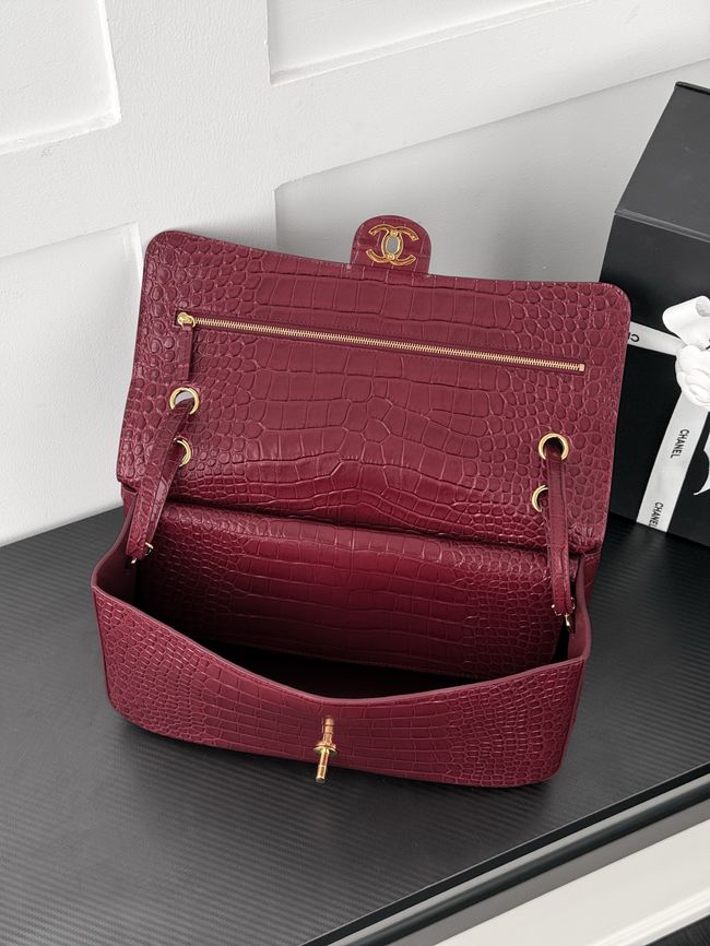 Chanel Crocodile Embossed Maxi Flap bag AS6231 Burgundy&gold-Tone Metal Chanel Crocodile Embossed Maxi Flap bag AS6231 Burgundy&gold-Tone Metal