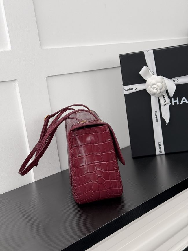 Chanel Crocodile Embossed Maxi Flap bag AS6231 Burgundy&gold-Tone Metal Chanel Crocodile Embossed Maxi Flap bag AS6231 Burgundy&gold-Tone Metal