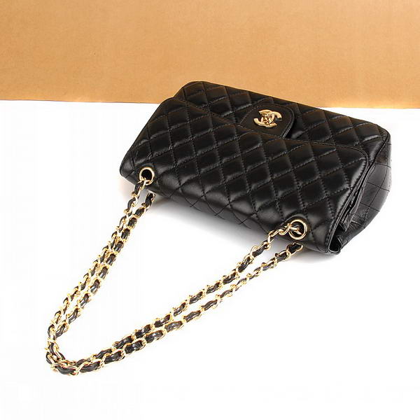 Chanel 2.55 Series Flap Bag 1112 Black Leather Golden Hardware Chanel 2.55 Series Flap Bag 1112 Black Leather Golden Hardware